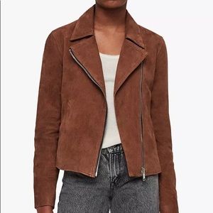 All Saints Vela Cognac Suede Biker Jacket